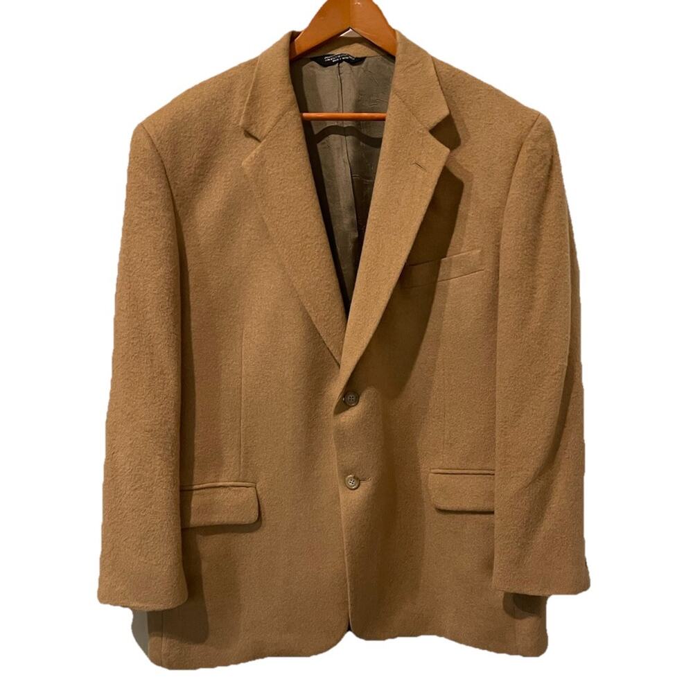 EVAN-PICONE Blazer 100% Camel Hair Men's Tan Sport Coat Vintage Size 44R Career